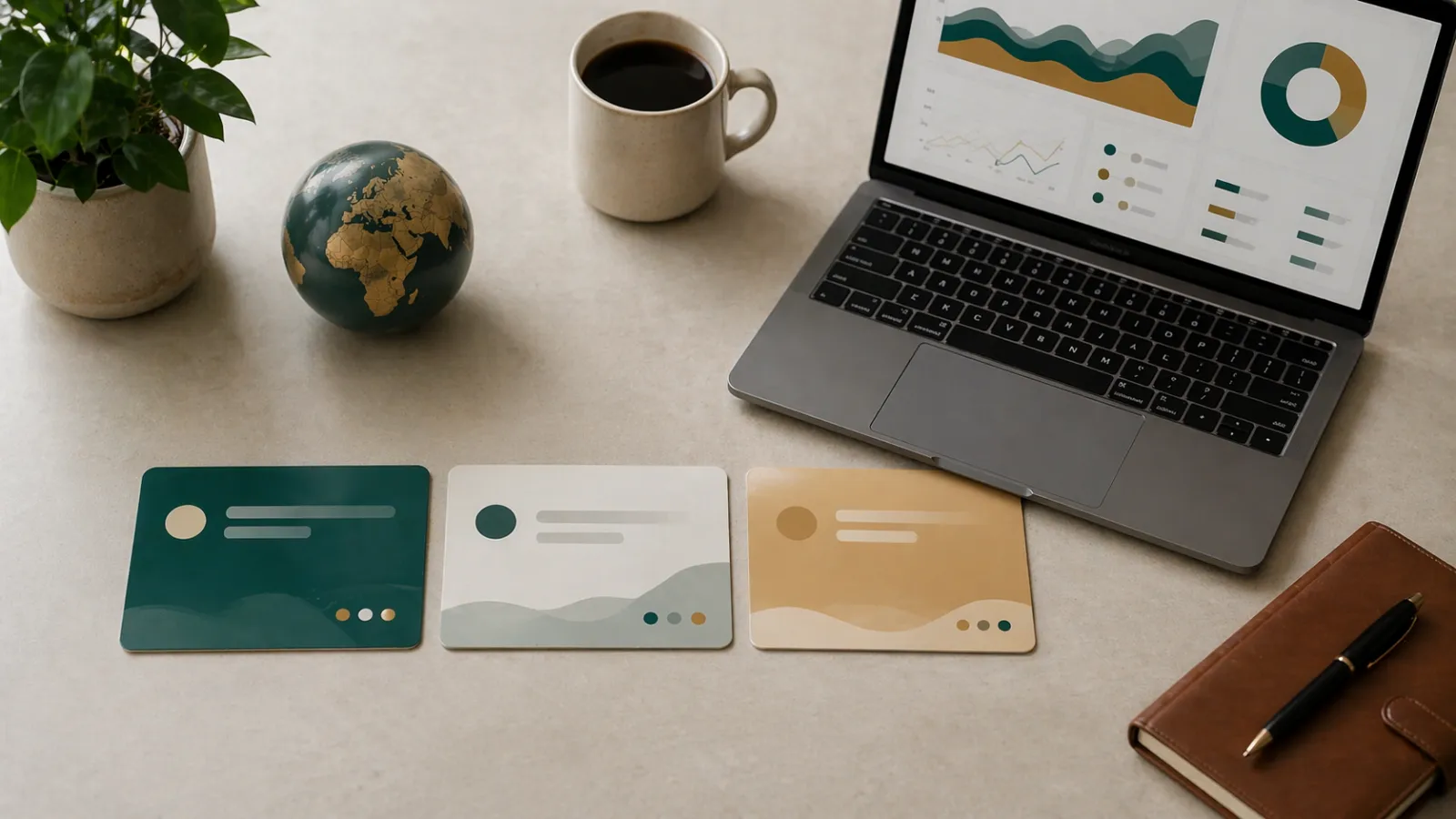 Three broker account cards on a desk symbolising a multi-broker sports betting setup